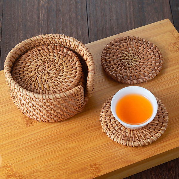 Rattan Coasters Set