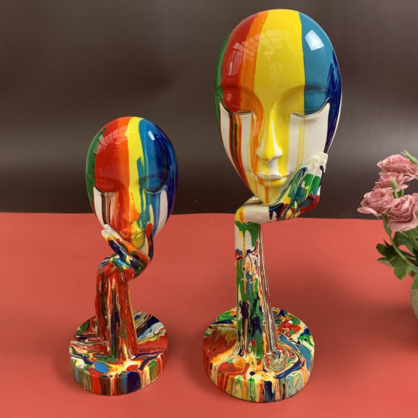 Colorful Woman Face Figurine