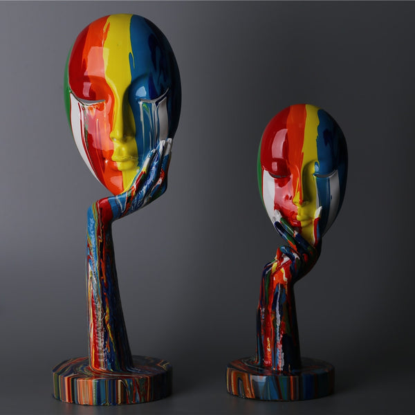 Colorful Woman Face Figurine