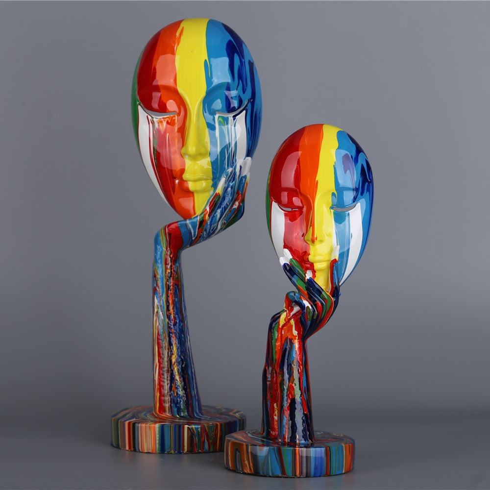 Colorful Woman Face Figurine